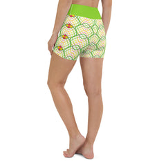 Stylish Ethnic Elegance Yoga Shorts laid flat