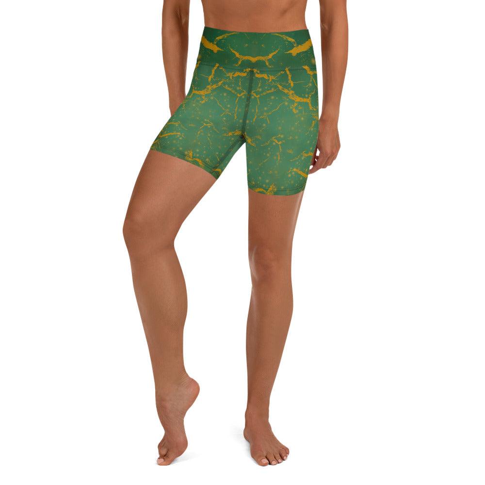 Dreamy Giraffe Vision Yoga Shorts Front View