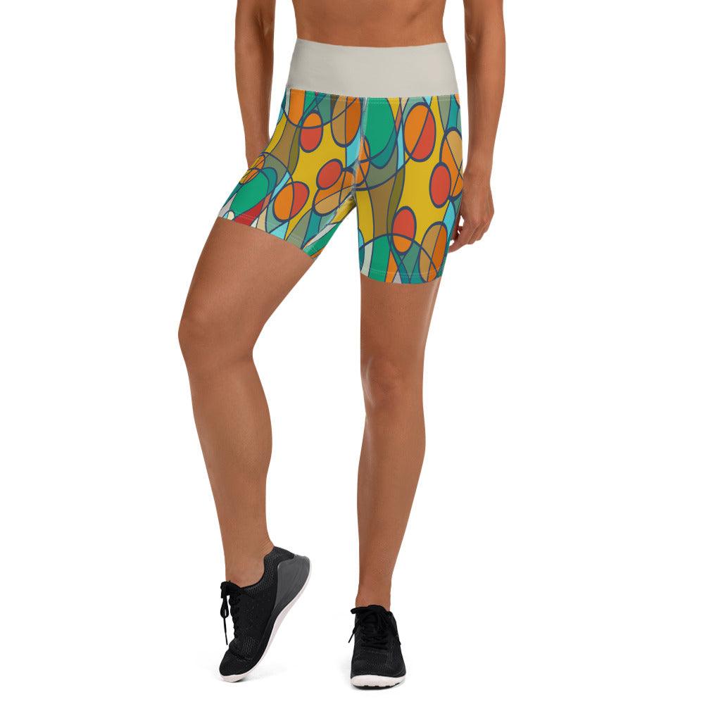 Colorful Passion Yoga Shorts Front View