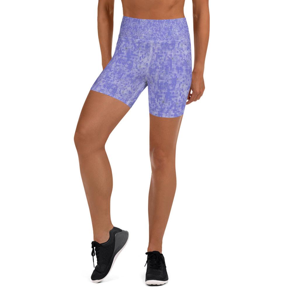 Athletic yoga shorts for women in action pose.