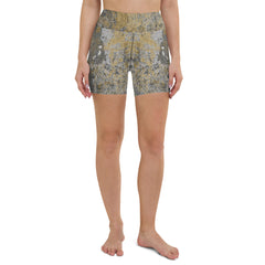 Galactic Chrome All-Over Print Yoga Shorts