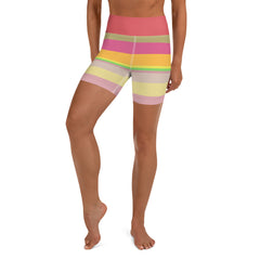 Psychedelic Prism Colorful Stripe All-Over Print Yoga Shorts