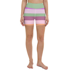 Kaleidoscope Vision Colorful Stripe All-Over Print Yoga Shorts