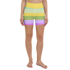 Paradise Palette Colorful Stripe All-Over Print Yoga Shorts