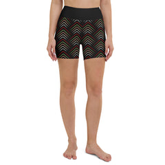 Stylish Geometric Bliss Yoga Shorts on display