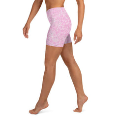 Stylish and comfortable Feminine Dance Moves III Yoga Shorts on model.