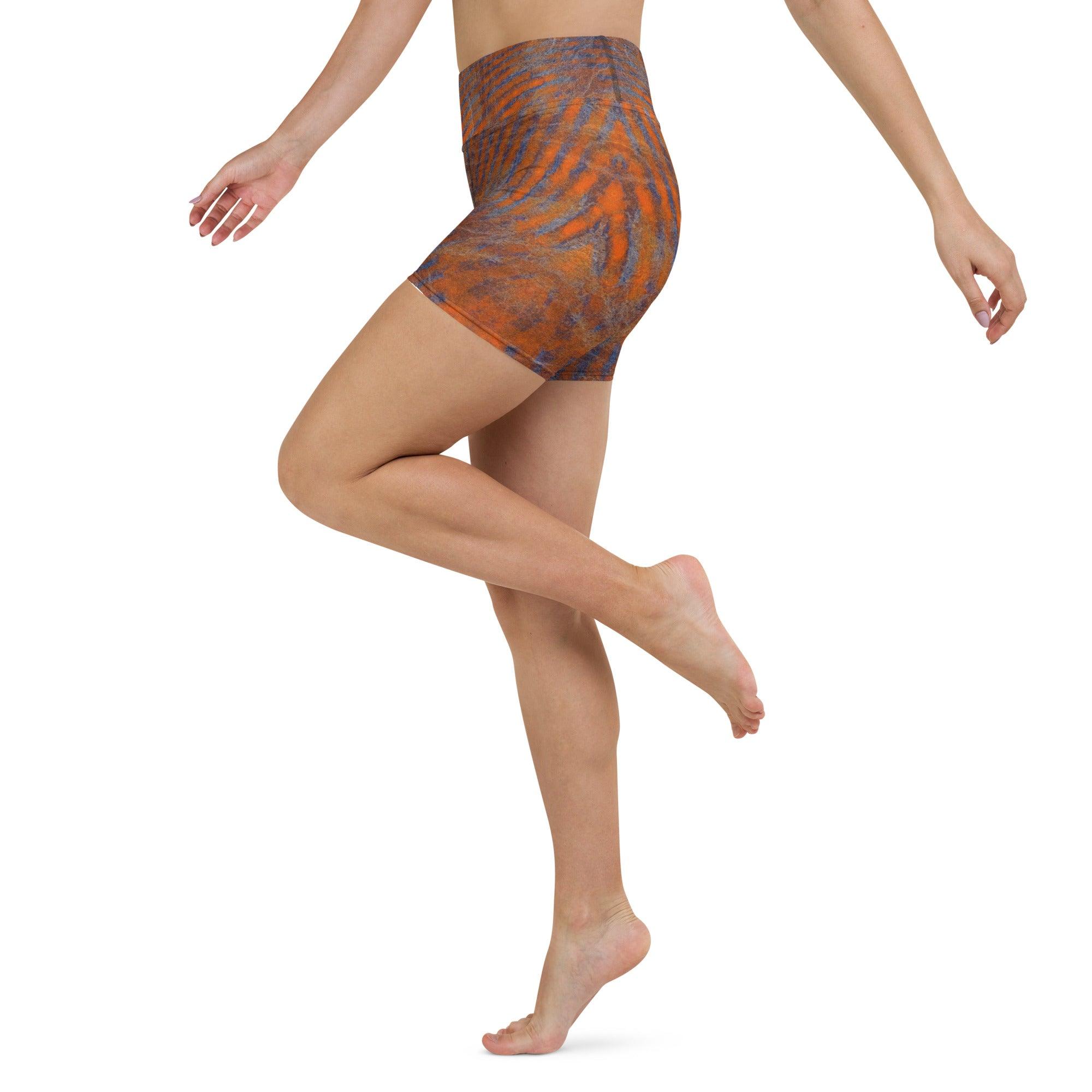 Comfortable Orange and Black Shorts for unrestricted yoga poses