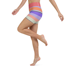 Tropical Bliss Colorful Stripe All-Over Print Yoga Shorts