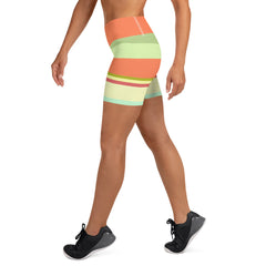 Retro Rainbow Blast Colorful Stripe All-Over Print Yoga Shorts