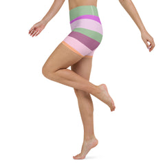 Kaleidoscope Vision Colorful Stripe All-Over Print Yoga Shorts