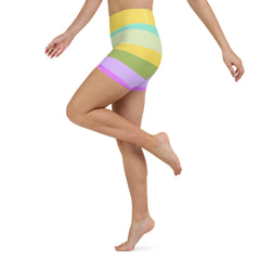 Paradise Palette Colorful Stripe All-Over Print Yoga Shorts