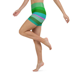 Carnival Confetti Colorful Stripe All-Over Print Yoga Shorts