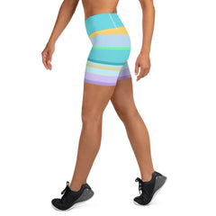 Luminous Galaxy Colorful Stripe All-Over Print Yoga Shorts