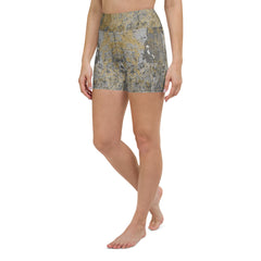 Galactic Chrome All-Over Print Yoga Shorts