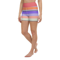 Tropical Bliss Colorful Stripe All-Over Print Yoga Shorts