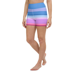 Vibrant Watercolor Strokes Colorful Stripe All-Over Print Yoga Shorts