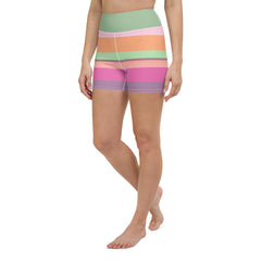 Fiesta Flamenco Colorful Stripe All-Over Print Yoga Shorts