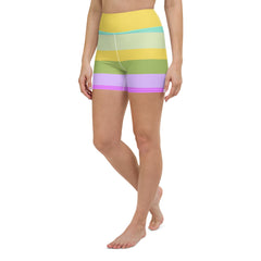 Paradise Palette Colorful Stripe All-Over Print Yoga Shorts