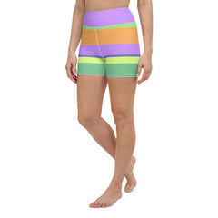 Yoga Shorts with Vibrant Colorful Stripes