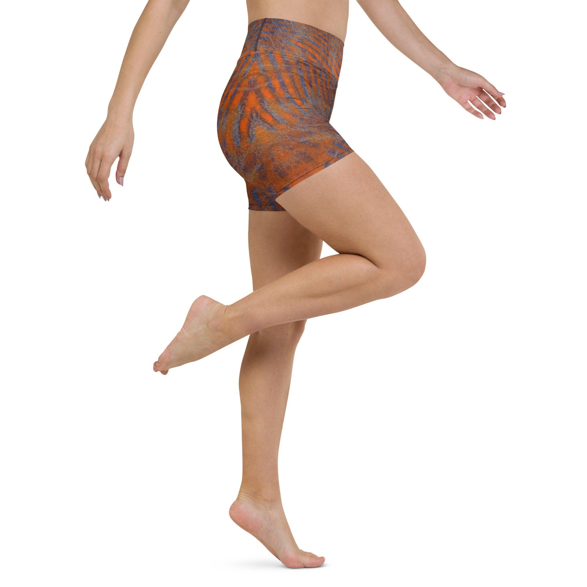 Durable Orange Black Yoga Shorts for lasting performance