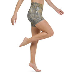 Galactic Chrome All-Over Print Yoga Shorts