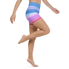 Vibrant Watercolor Strokes Colorful Stripe All-Over Print Yoga Shorts