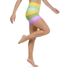 Paradise Palette Colorful Stripe All-Over Print Yoga Shorts