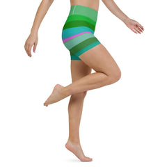 Carnival Confetti Colorful Stripe All-Over Print Yoga Shorts