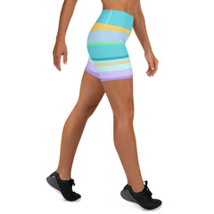 Luminous Galaxy Colorful Stripe All-Over Print Yoga Shorts