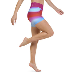 Finding balance and peace in Tranquil Tide Wavy Gradient Yoga Shorts during meditation.