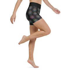 Person stretching in Cosmic Dreams Yoga Shorts