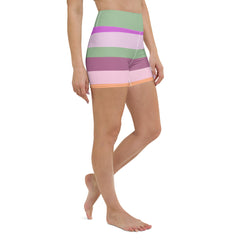 Kaleidoscope Vision Colorful Stripe All-Over Print Yoga Shorts