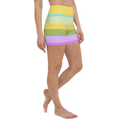 Paradise Palette Colorful Stripe All-Over Print Yoga Shorts