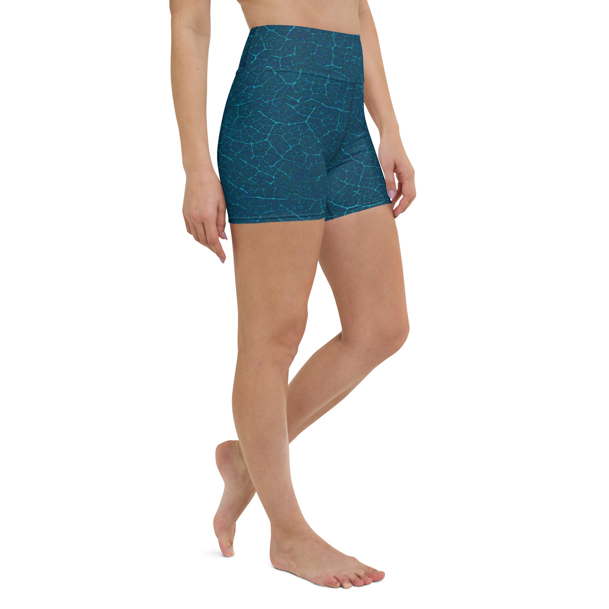 Pairing Zen Garden Escape Yoga Shorts with a yoga top, demonstrating a stylish and cohesive yoga outfit inspired by nature.