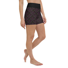 Floral pattern close-up on Floral Fusion Yoga Shorts