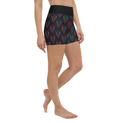 Urban Camo pattern detail on yoga shorts