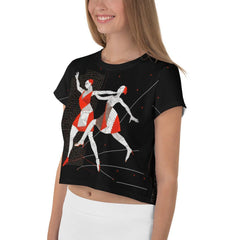 Alluring Feminine Dance Posture All-Over Print Crop Tee - Beyond T-shirts