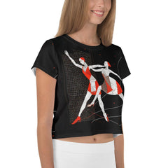 Alluring Feminine Dance Posture All-Over Print Crop Tee - Beyond T-shirts