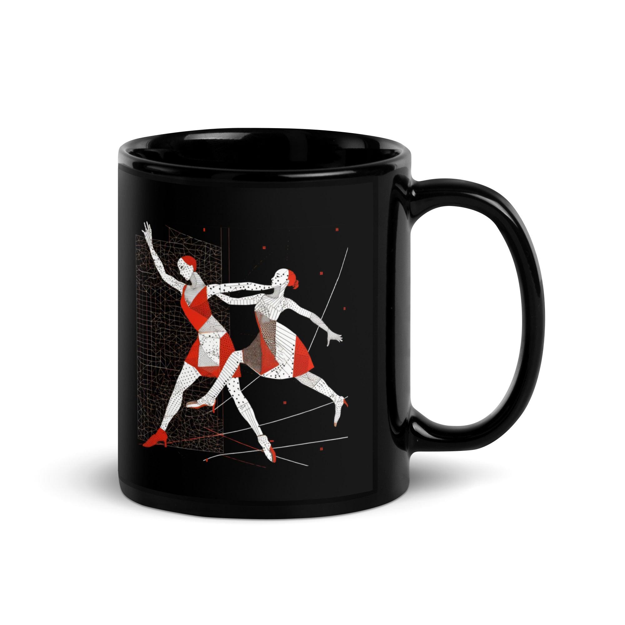 Alluring Feminine Dance Posture Black Glossy Mug - Beyond T-shirts