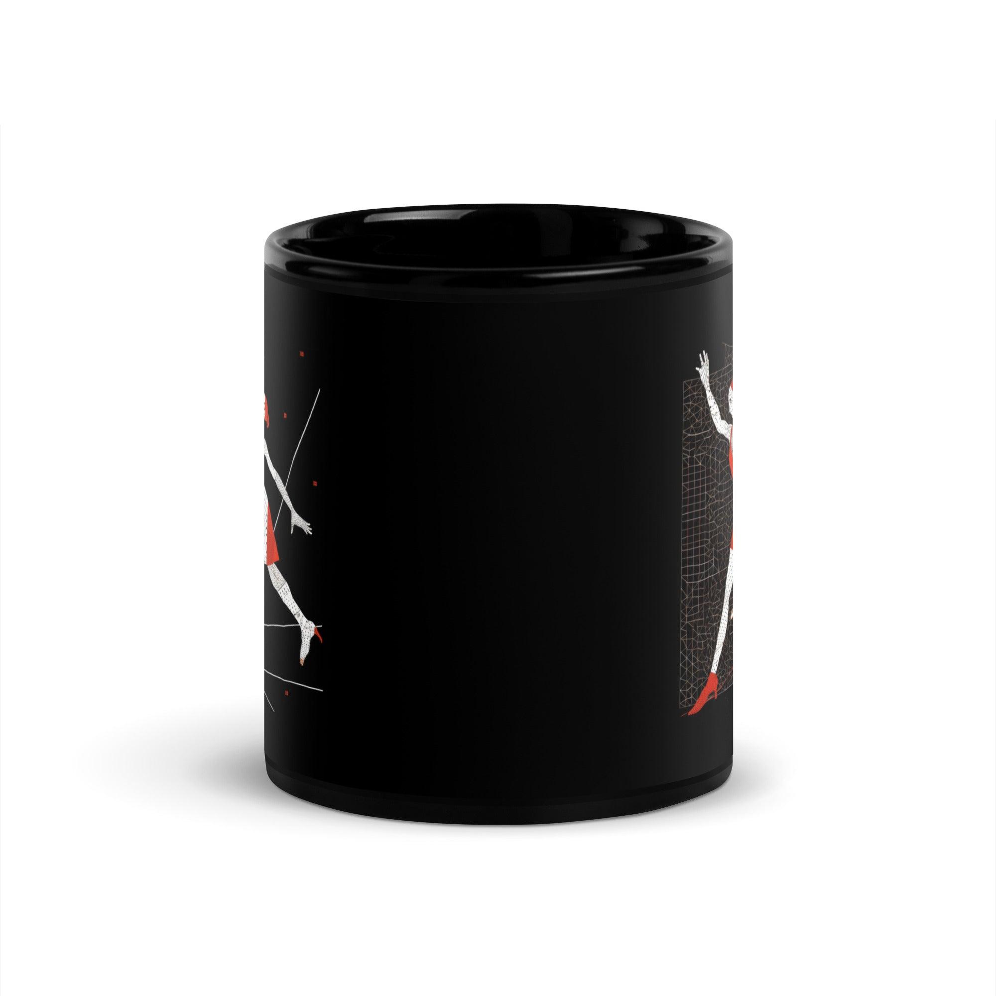 Alluring Feminine Dance Posture Black Glossy Mug - Beyond T-shirts