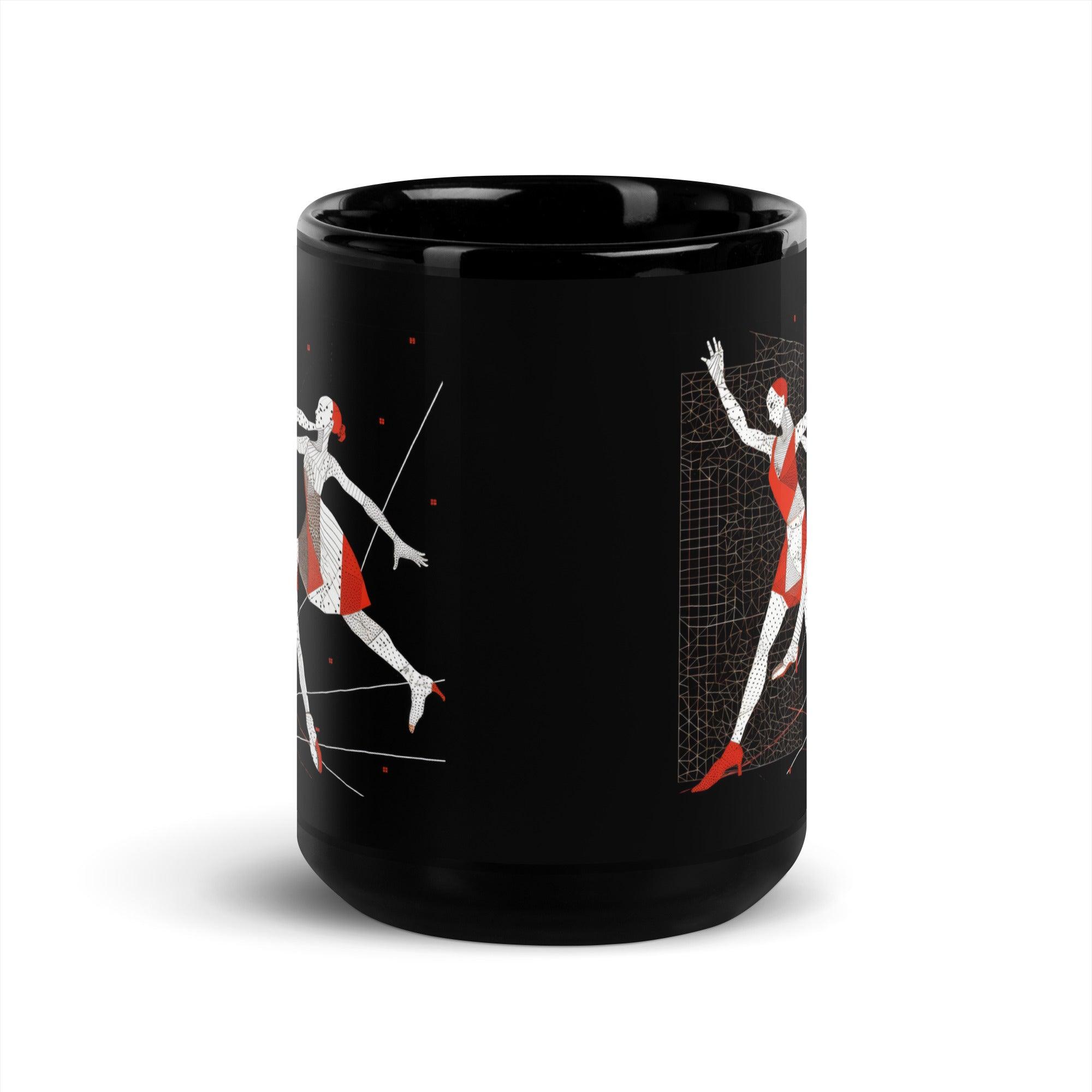 Alluring Feminine Dance Posture Black Glossy Mug - Beyond T-shirts