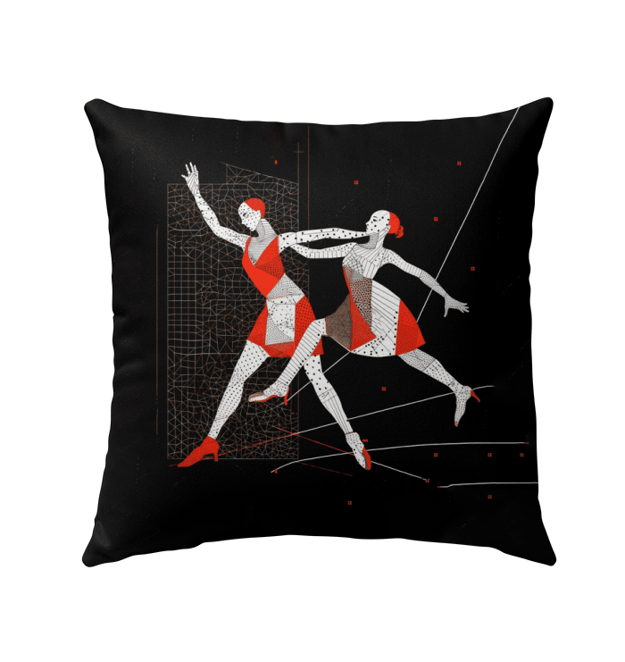 Elegant outdoor pillow featuring a feminine dance posture design