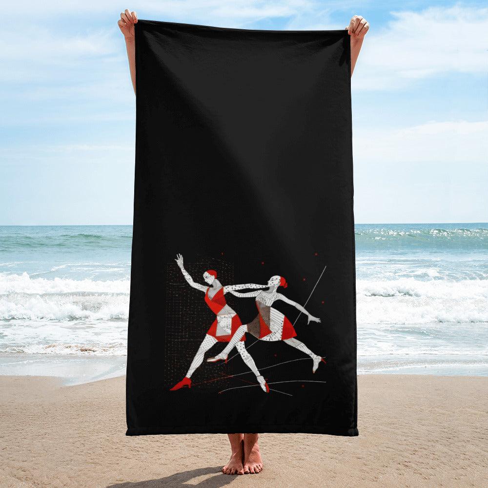 Elegant towel featuring a dancer's posture design