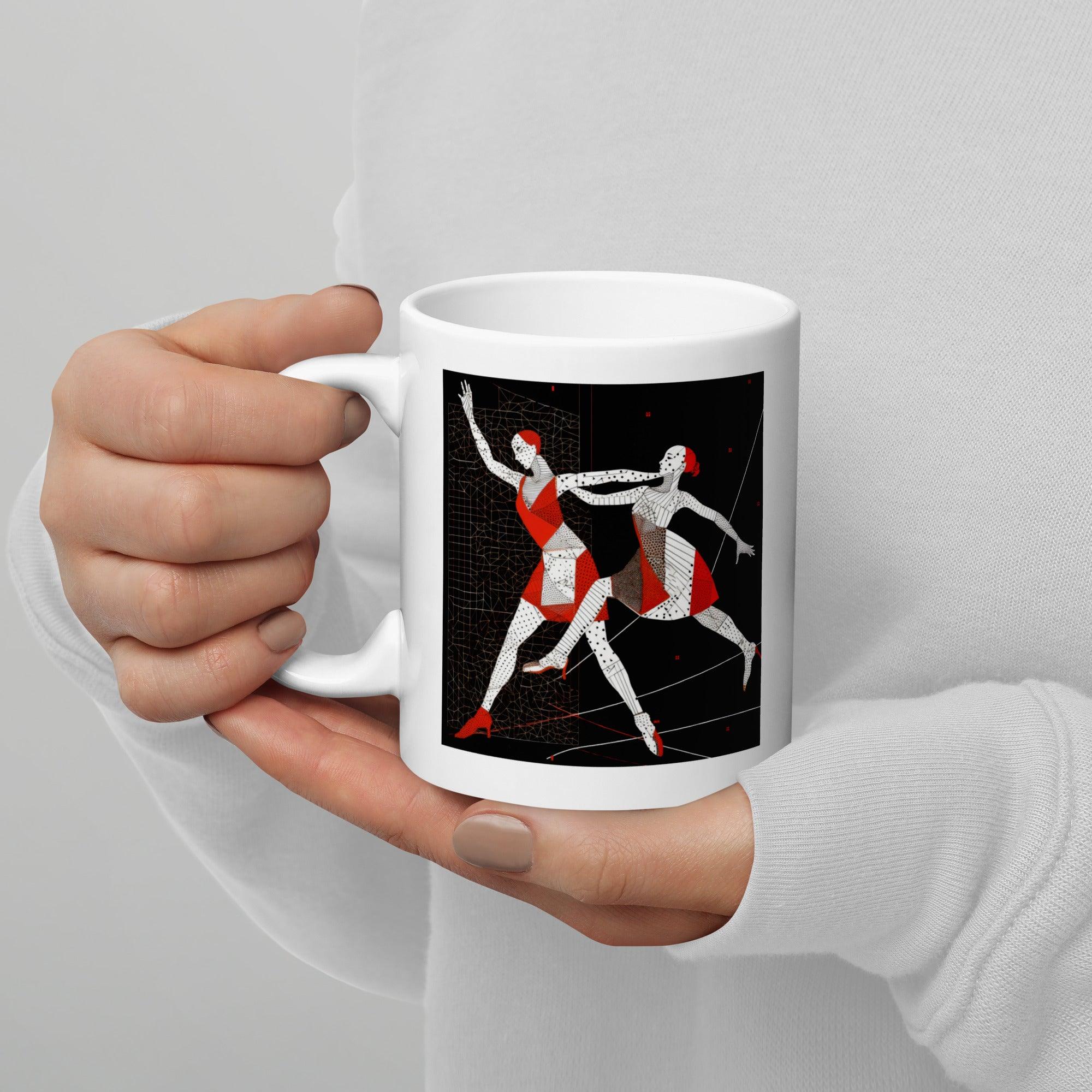 Elegant coffee mug featuring a graceful dancer silhouette.