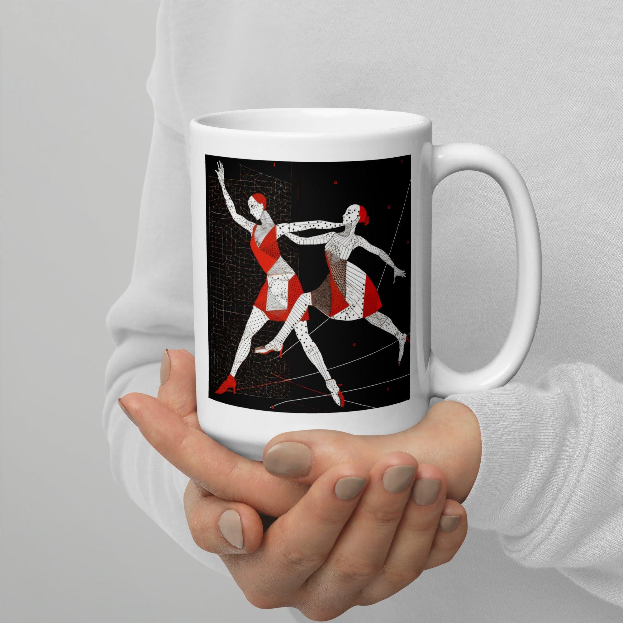 Unique dancer posture mug in white, ideal for gift-giving.