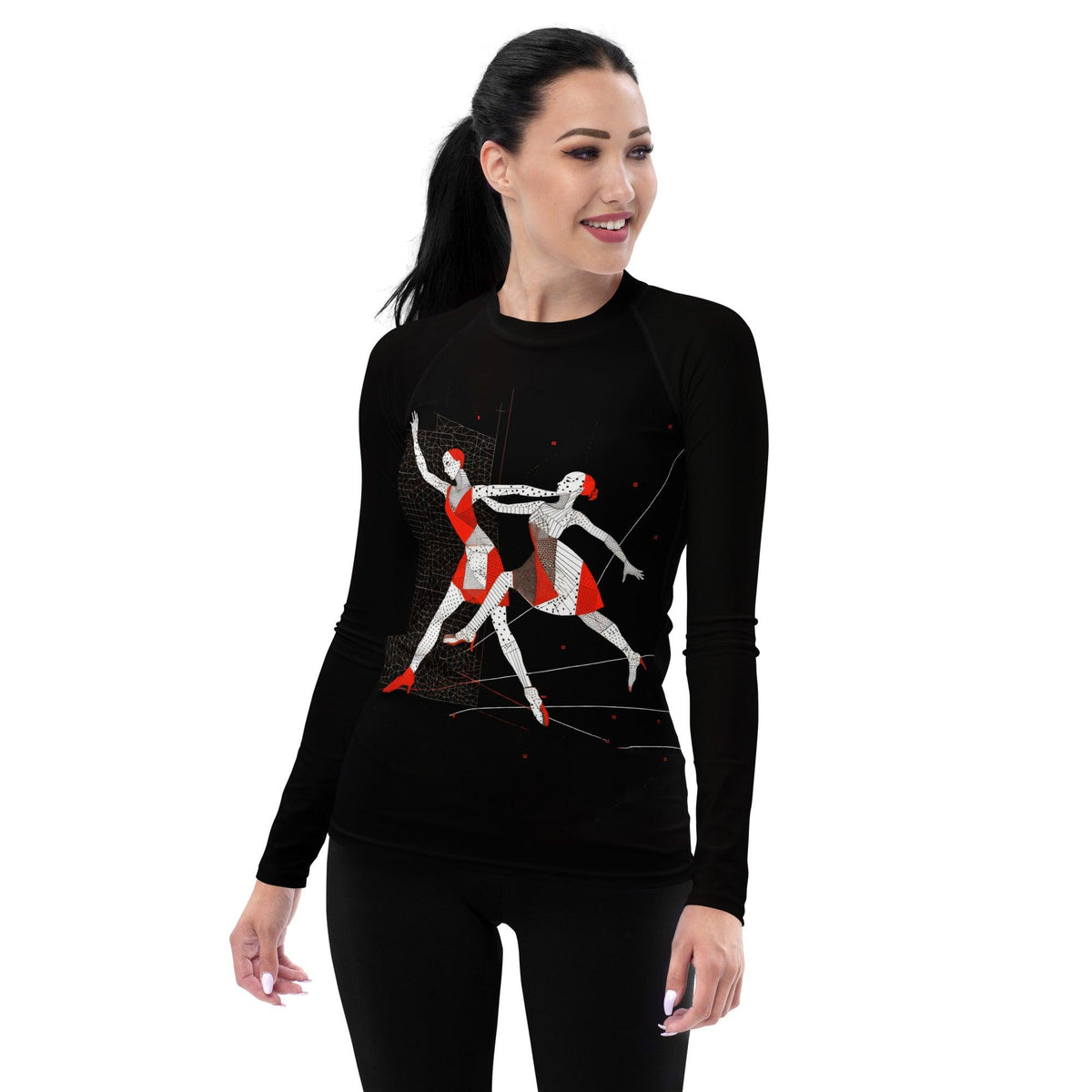 Alluring Feminine Dance Posture Women's Rash Guard - Beyond T-shirts