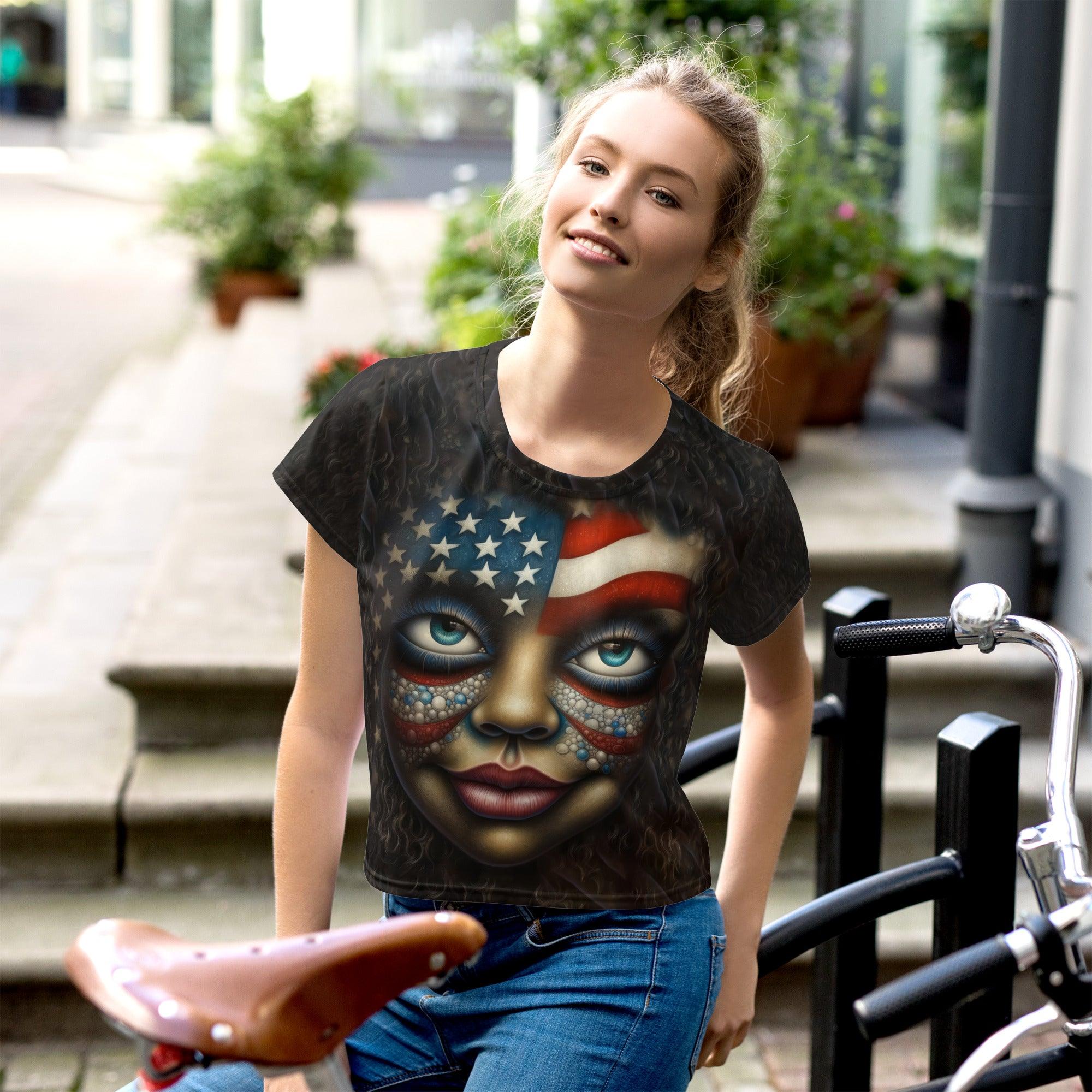 American Innovation All-Over Print Crop Tee - Beyond T-shirts