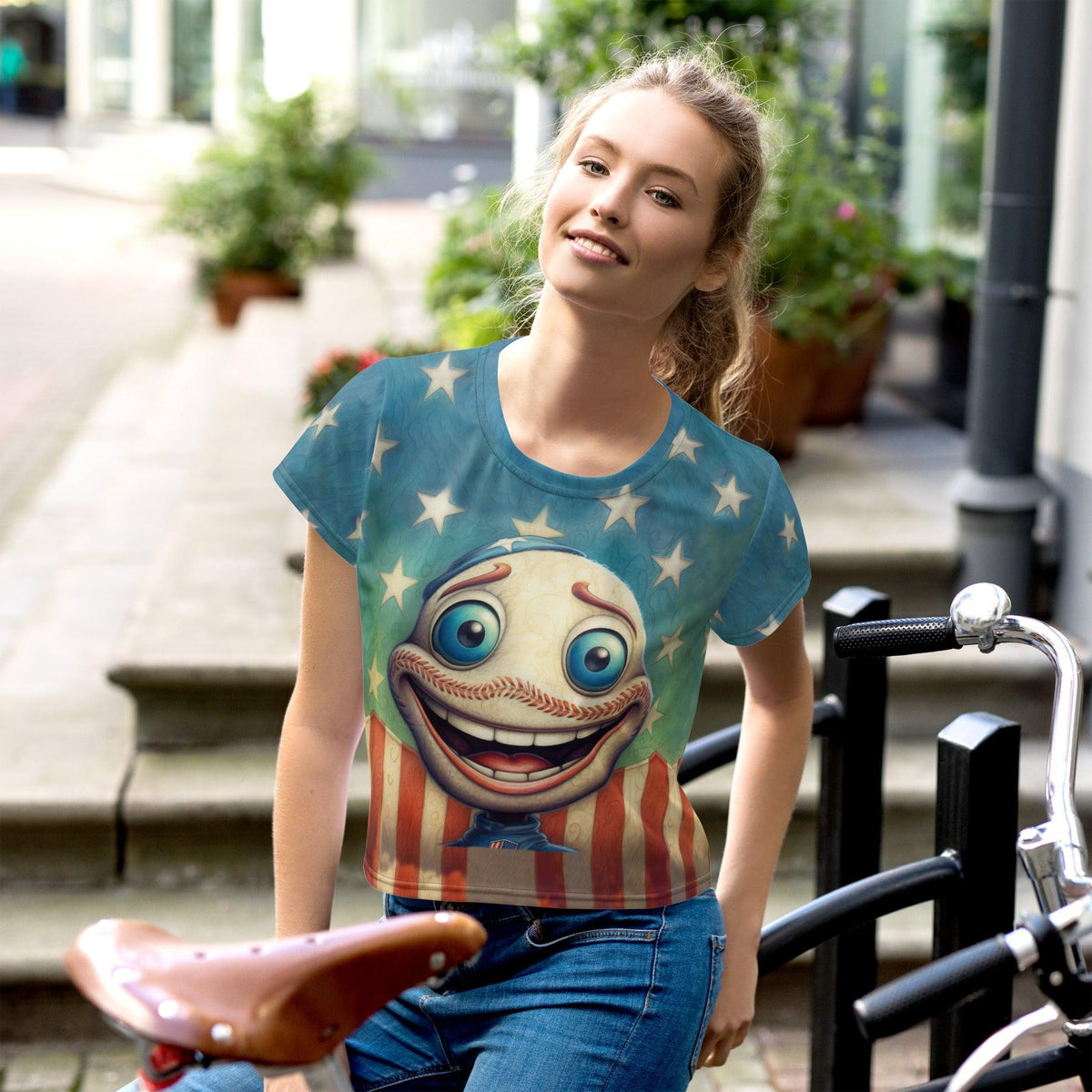 American Pride All-Over Print Crop Tee - Beyond T-shirts