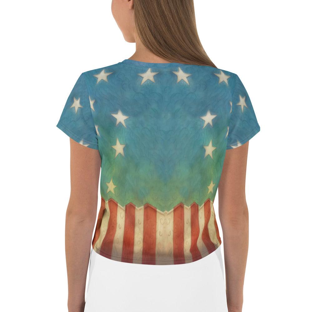 American Pride All-Over Print Crop Tee - Beyond T-shirts