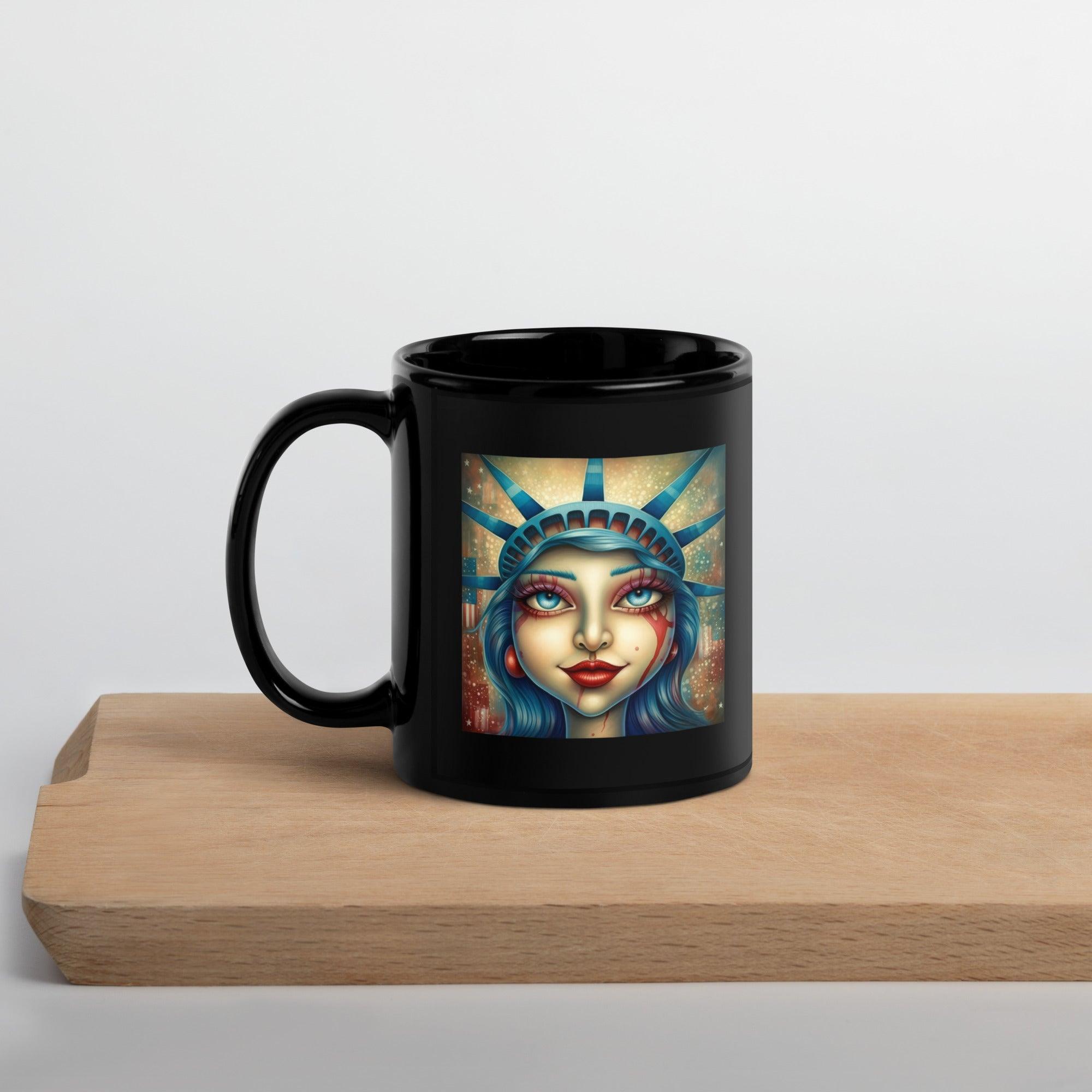 American Pride Black Glossy Mug - Beyond T-shirts